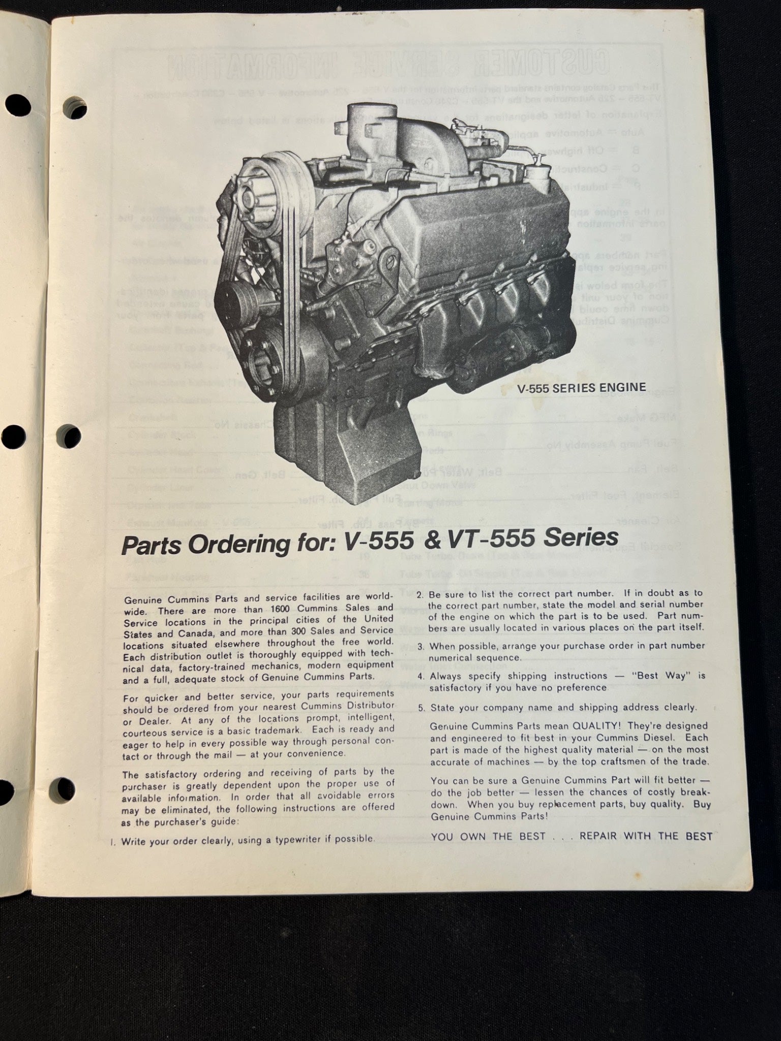 Cummins Parts Catalog, V-555 & VT-555 Series