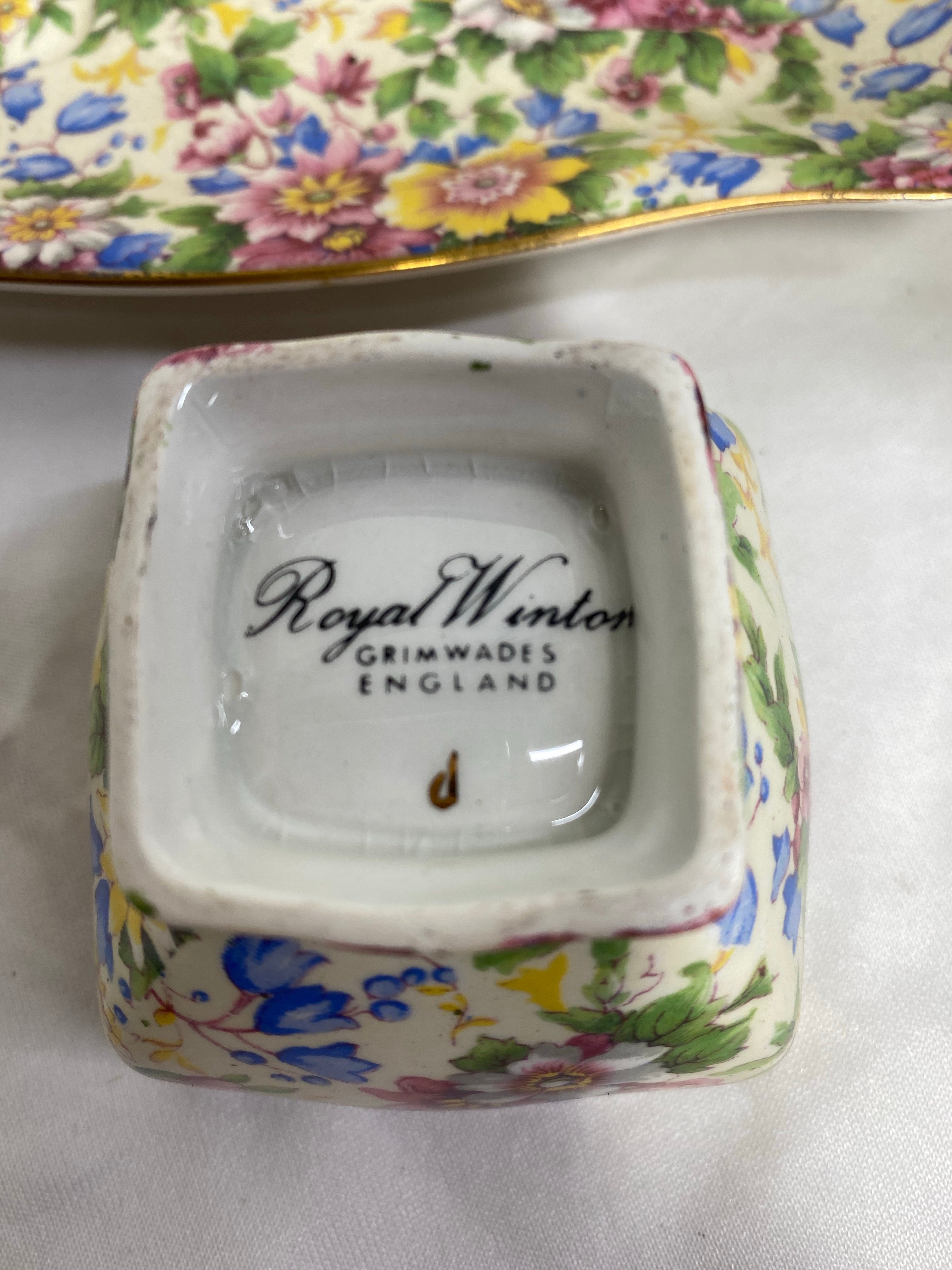 Royal Winton Chintz Summertime Ascot Creamer Open Sugar Tray Set Grimwades 775