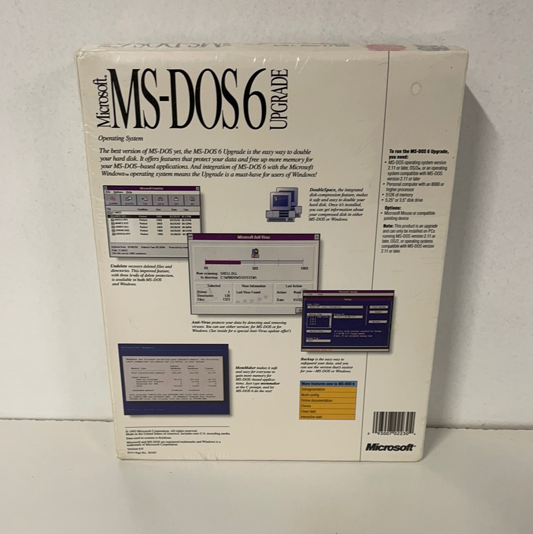 Microsoft MS DOS 6 upgrade factory sealed. Act now. Fast shipping!